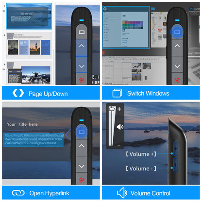 DinoFire USB C Rechargeable Presentation Remote with Red Light,Wireless Preseter PPT Slide Clicker Advancer for MacBook Laptop Computer
