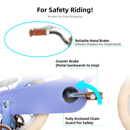 JOYSTAR 12 inch Kids Bike for Toddlers 3-4 Years(33"-41") Girls, Girls Bike with Training Wheels & Basket, Kids' Bicycle Purple