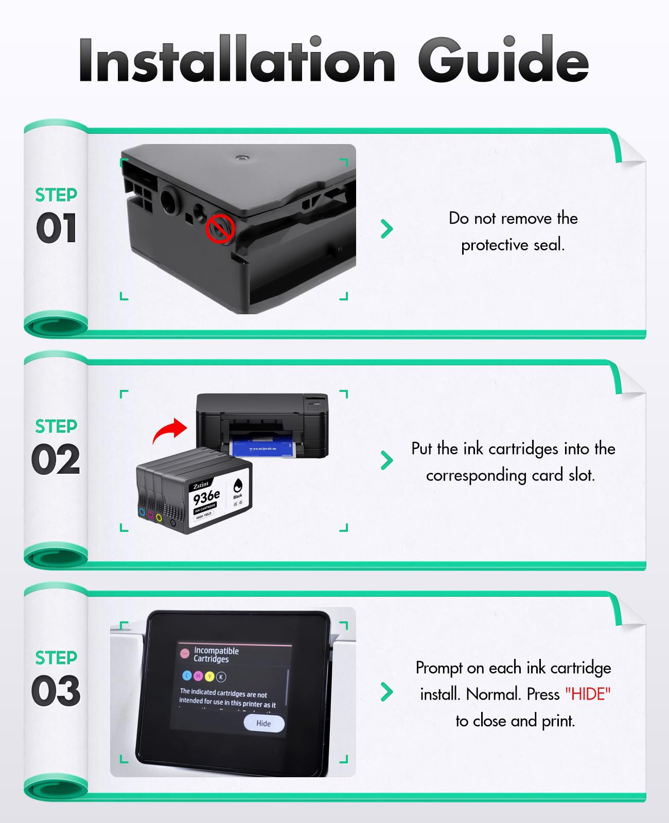936e 936XL Ink Cartridges 4-Pack High Yield with Chip Replacement for HP 936 936e Ink Compatible with HP OfficeJet Pro 9125e 9135e 9110b 9128e 9130b Wide Format 9730e OfficeJet 9122e Inkjet Printer