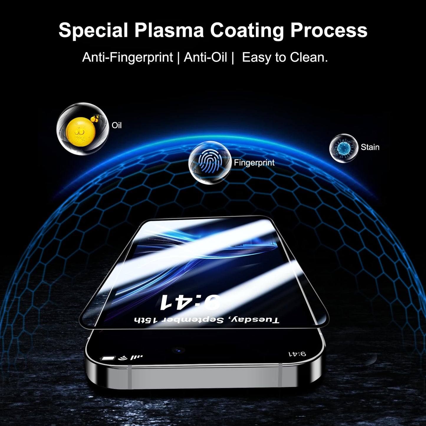 QHOHQ for iPhone 16 Pro Screen Protector with Camera Lens Protector, [Military Grade Shatterproof], Top 9H+ Tempered Glass, Full Edge Coverage, Ultra Durable, with Easy Installation Tool [3+3 Pack]