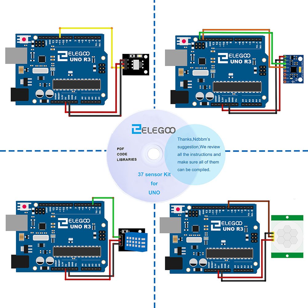 ELEGOO Upgraded 37 in 1 Sensor Modules Kit with Tutorial Compatible with Arduino IDE UNO R3 MEGA Nano