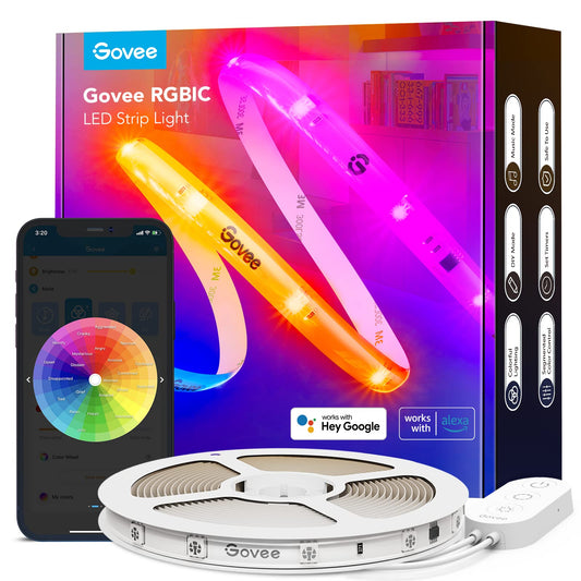 Govee RGBIC Pro LED Strip Lights, 32.8ft Color Changing Smart LED Strips, Works with Alexa and Google, Segmented DIY, Music Sync, WiFi and App Control, LED Lights for Bedroom,Home Decor