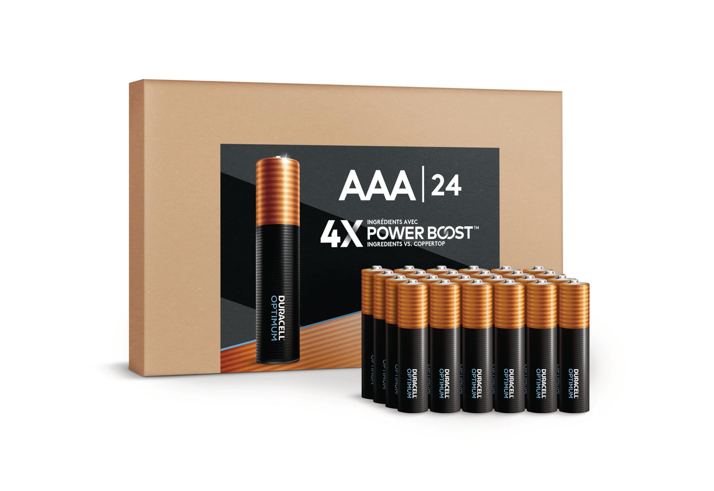 Duracell Optimum AAA Batteries with 4x Power Boost Ingredients, 24 Count (Pack of 1). Re-closable pack for quick, easy access and organized storage. Triple A Battery with Long-Lasting Power