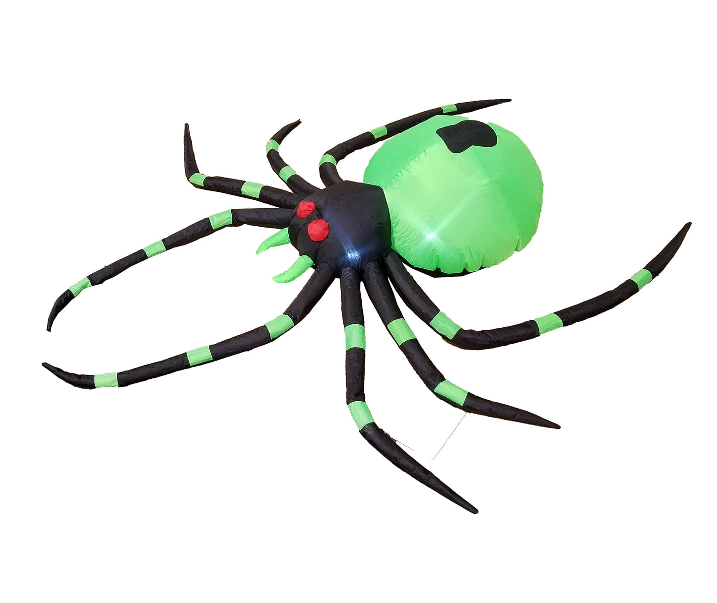 6 Foot Long Halloween Inflatable Black Green Spider LED Lights Decor Outdoor Indoor Holiday Decorations, Blow up Lighted Yard Decor, Giant Lawn Inflatables Home Family Outside