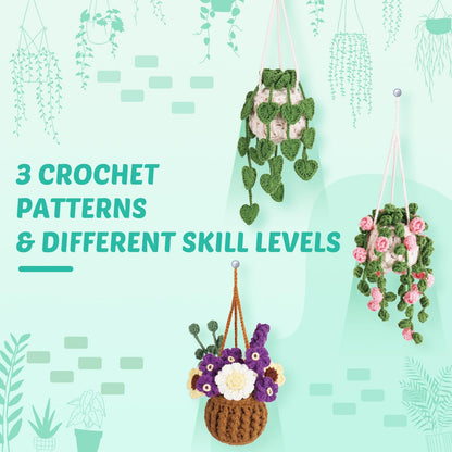 Crochetta Beginner Crochet Kit with Step-by-Step Video Tutorials, Learn to Crochet for Adults & Kids, Knitting Craft Supplies, Hanging Plants Home Decor (40%+ Yarn)