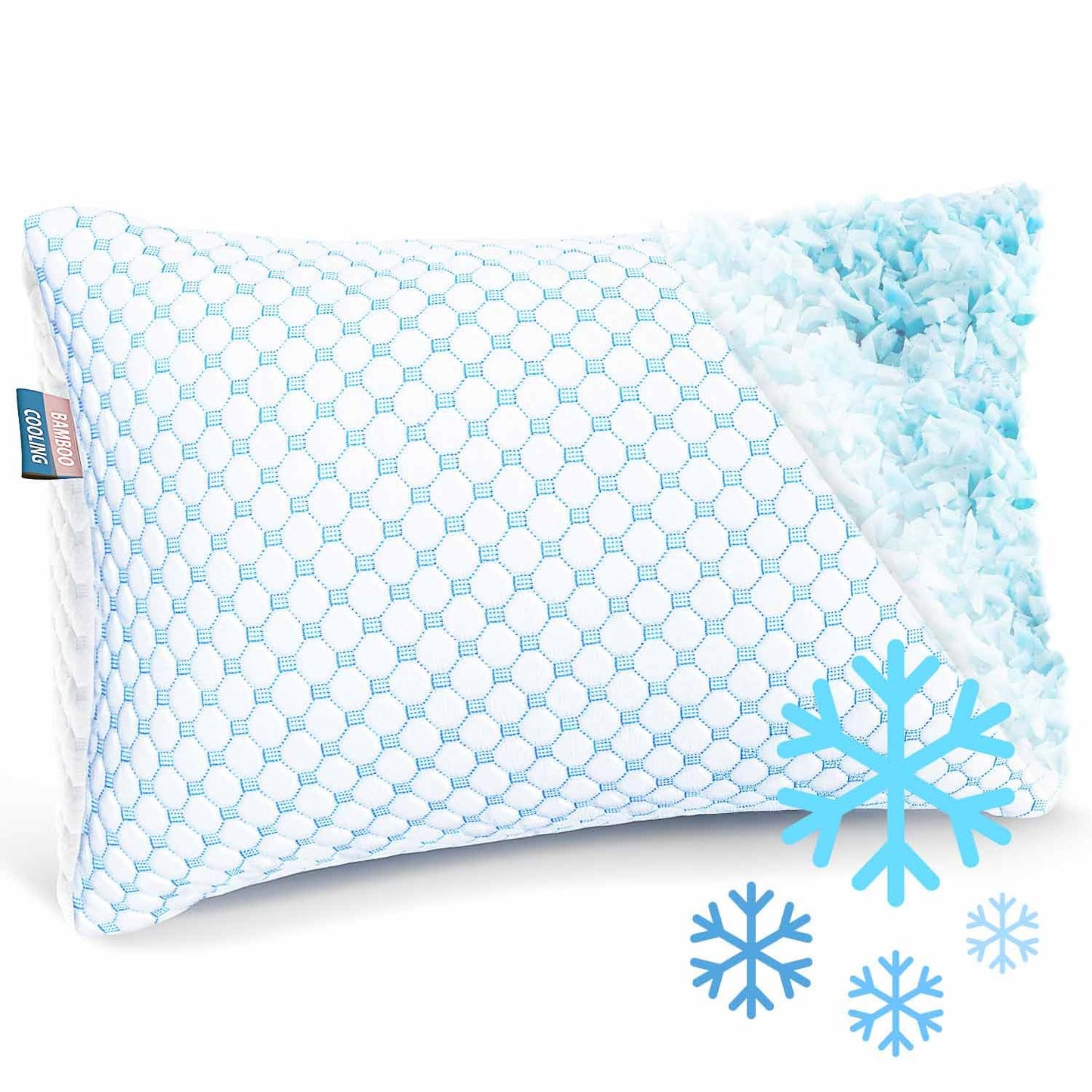 Nestl Cooling Kids Pillow for Sleeping 1 Pack, Luxury Shredded Memory Foam Pillows Kids Size, Adjustable Cold Gel Pillows for Hot Sleepers Supportive Cool Pillow for Side Back Stomach Sleepers