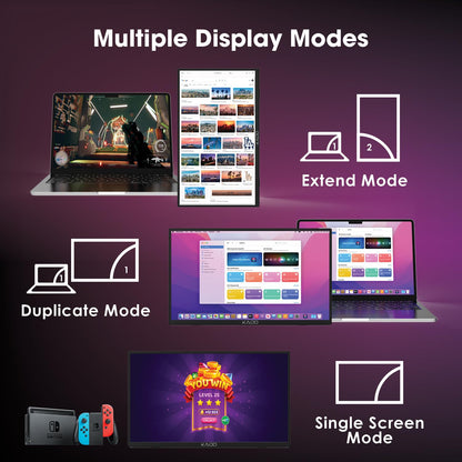 Kado Portable Monitor 15.6-Inch FHD 1080p, USB-C mini-HDMI Gaming Monitor IPS Display Built-in Speakers, External Display 180° Kickstand Wall/Arm Mount for Laptop PC Phone Mac Xbox PS4/PS5 Switch