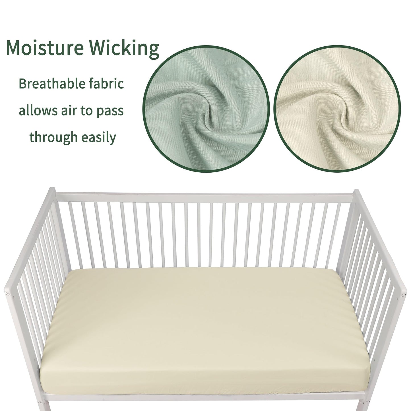 GUNTAIL Baby Crib Sheets for Boys Girls, 2 Pack Fitted Crib Sheet for Standard Crib and Toddler Mattress, Soft Microfiber Baby Sheet 52x28x8in (Brown & Green)