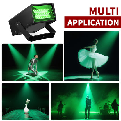 Led Green Strobe Lights Adjustable Speed Control Stage Light Dance Strobe Lights with Super Bright 24 LEDs Flash Party Lighting Best for Christmas Clubs Effect DJ Disco Bars Parties Halloween