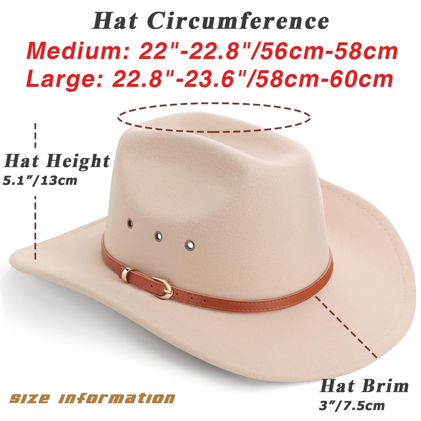 DRESHOW Cowboy Hat for Women and Men Classic Western Felt Cowboy Cowgirl Hat Outdoor Wide Brim Belt Buckle Retro Fedora Hats Unisex Rolled up Caps