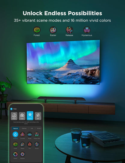 Govee Upgraded 31 Inch LED Light Bar with Scene and Music Modes, RGBIC WiFi Light with Multiple Placement Options Suitable for 55-70 inch TVs, Voice and App Control, 1 Pack