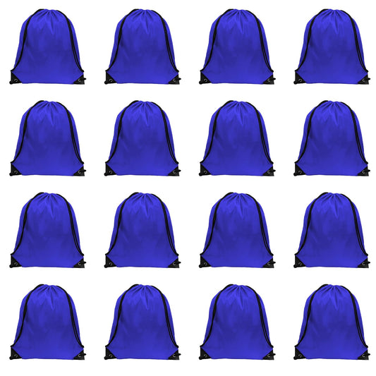 GoodtoU Drawstring Backpacks, Drawstring Bags Bulk Nylon Backpack Draw String Back Bag Cinch Sack Drawstring Gym Bag Drawstring Backpack for Sport, Traveling, Team (Blue, 16Pcs)