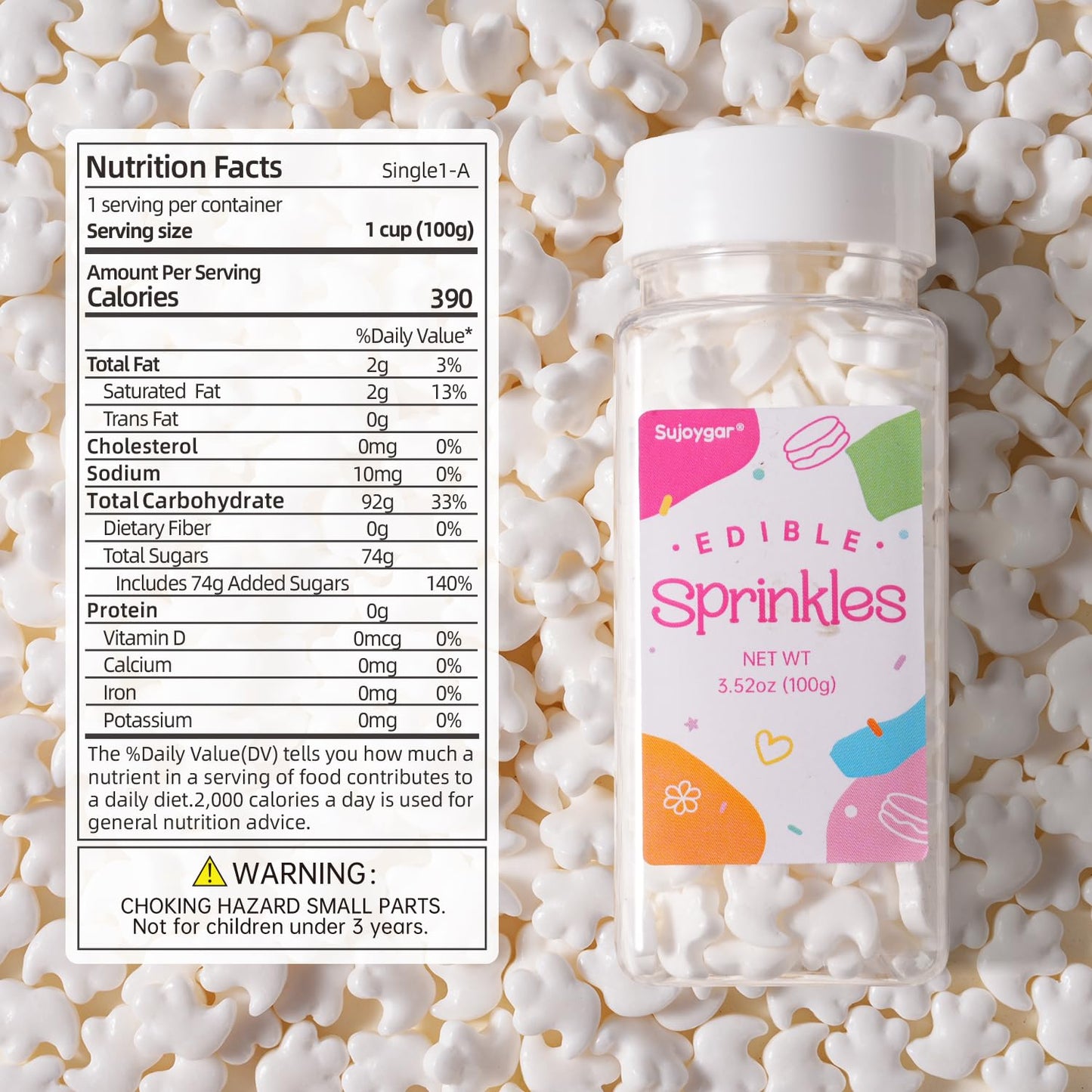 Ghosts Sprinkles for Cake Decorating, 3.52oz Edible White Ghosts Candy Sprinkles for Cupcake Toppers Baking Cookie Halloween Party Supplies Birthday Celebrations