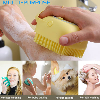Dog Scrubber for Bath, Pet Grooming Bath Massage Brush with Soap Dispenser for Shower, 3 Pack Silicone Exfoliating Brushes, Soft Body Exfoliator, Bath Loofah for Babies, Kids, Women, Men and Pets