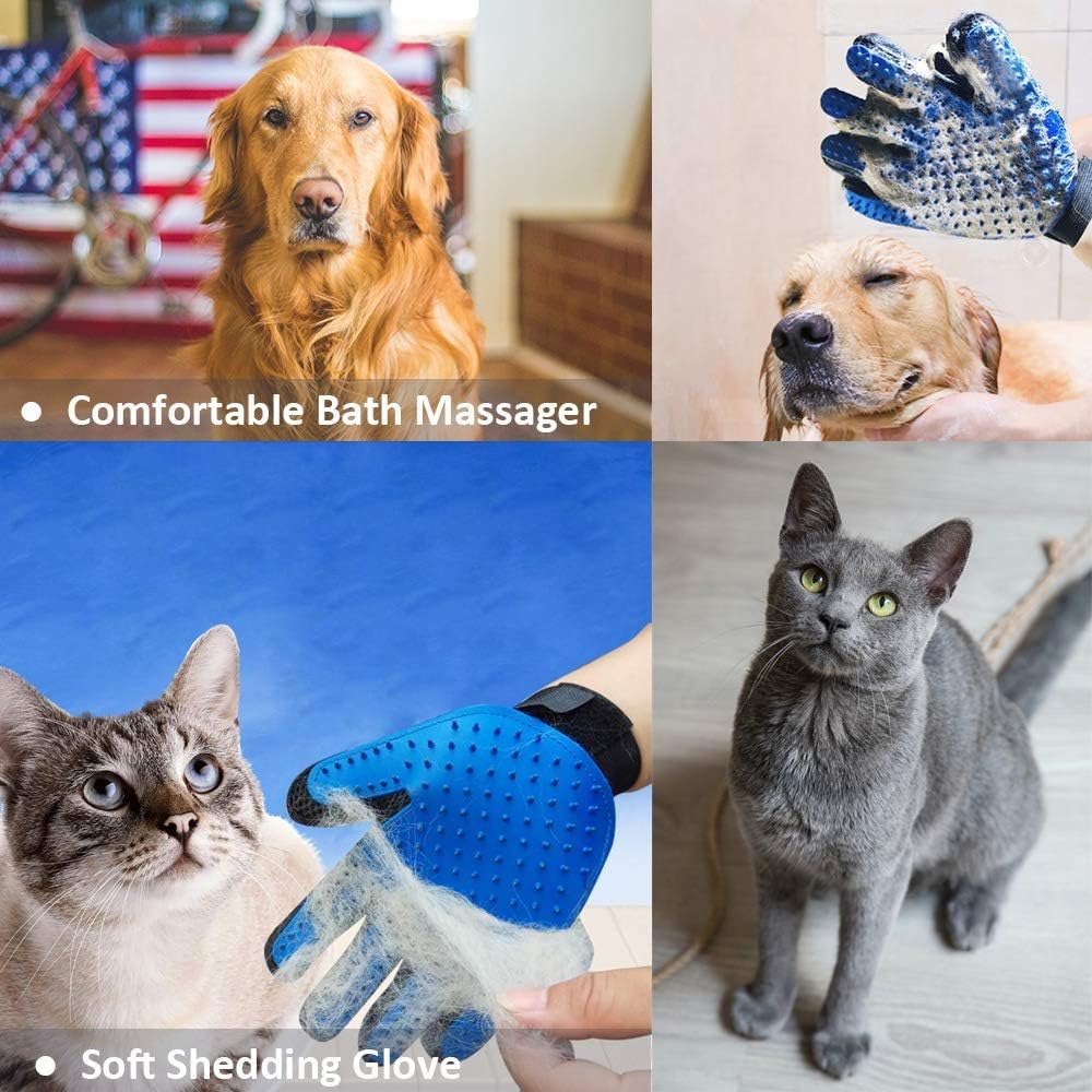 Dog Brush for Shedding Short Haired Dogs, Undercoat Deshedding Tool Set, Gently and Effectively Remove Loose Hair and Reduce Shedding, Includes a Brush and a Double-sided Silicone Glove