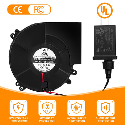 12V 0.8A Replacement Air Blower for 5-8FT Halloween Christmas Inflatables with 1.5A Adapter 3 LED Light Fans Outdoor Blow Up Motor Replacement Fan Blower Parts for Inflatables Yard Decorations