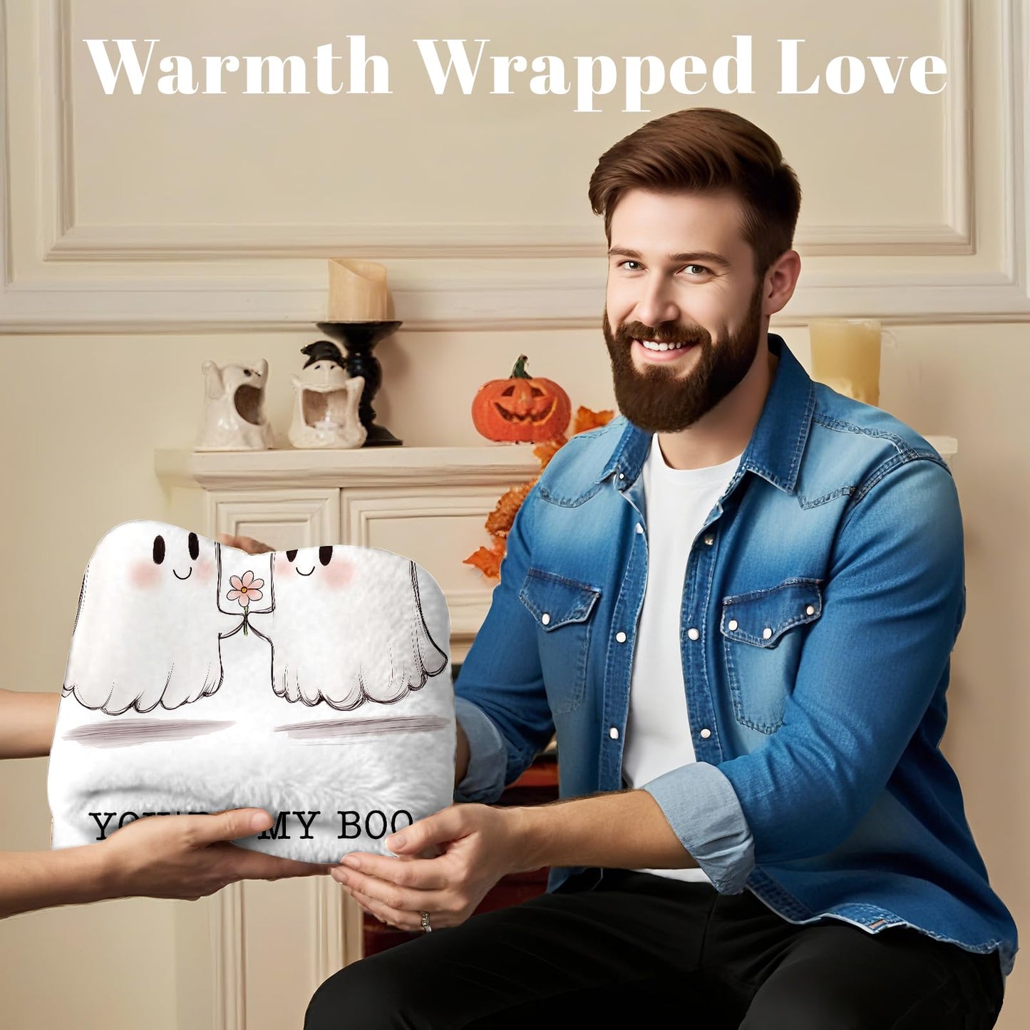 Halloween Ghost Blanket for Women men - You're My Boo Basket Stuffers Romantic Gifts for Her Him, Wedding Anniversary Engagement Gifts for Girlfriend Boyfriend Wife Husband Couple, 60''x50''