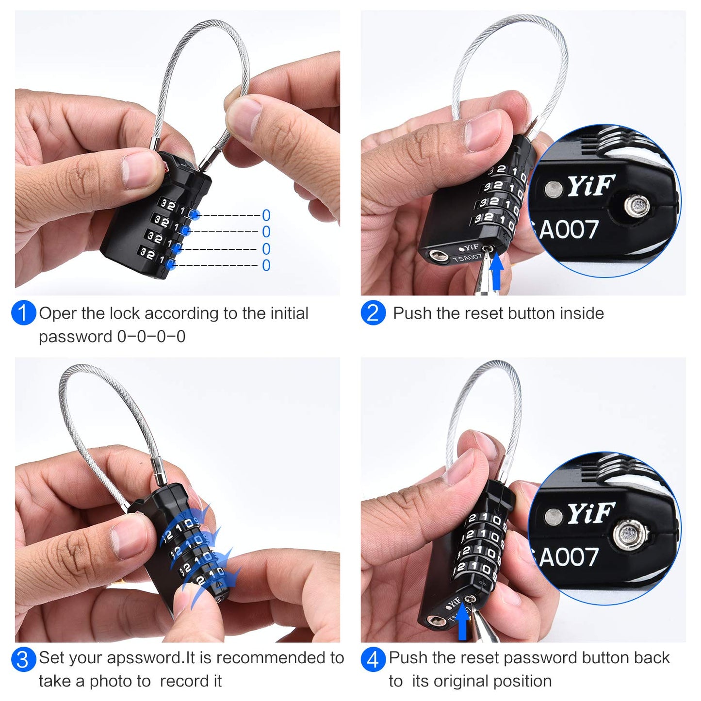2 Packs TSA Luggage Locks with 14cm Flexible Cable, Diyife 4-Digit Combination Lock Security Padlock Travel Lock for Suitcase Luggage Backpack School or Gym Cabinet, etc. (Black & Sliver)
