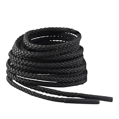 IRONLACE Unbreakable Round Bootlaces - Indestructible, Waterproof & Fire Resistant Boot & Shoe Laces, 1500-Pound Breaking Strength/Pair, Black, 54-Inch, 3.2mm Diameter, 1-Pair