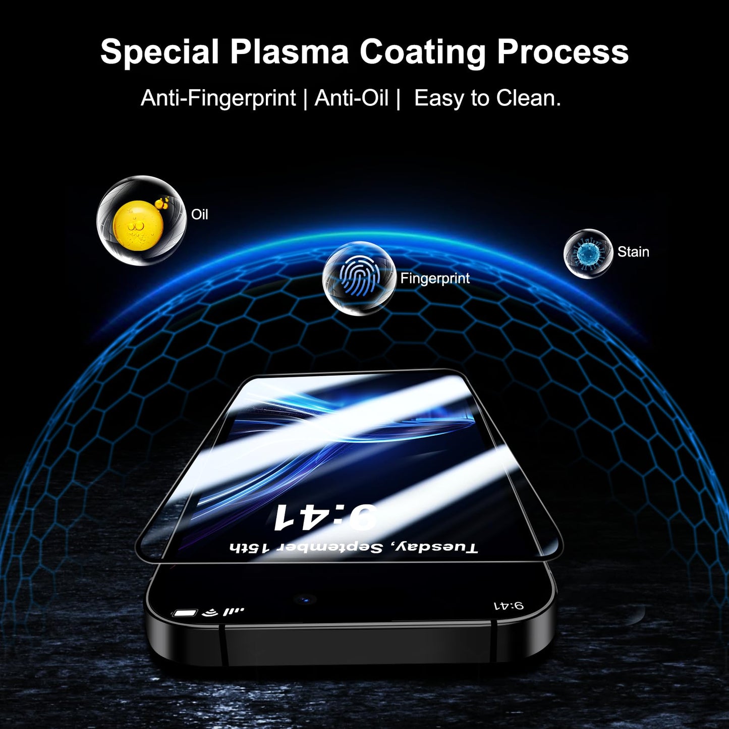 QHOHQ for iPhone 16 Pro Screen Protector with Camera Lens Protector, [Military Grade Shatterproof], Top 9H+ Tempered Glass, Full Edge Coverage, Ultra Durable, with Easy Installation Tool [3+3 Pack]