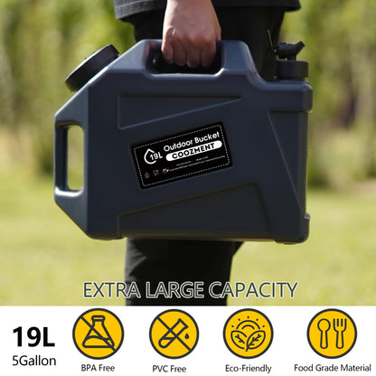 COOZMENT 5 Gallon (19L) Portable Water Containers with Spigot, BPA Free Water Jug, Blue Gray Water Tank, Multifunction Water Storage Containers for Camping Outdoor Hiking,Emergency Stroage
