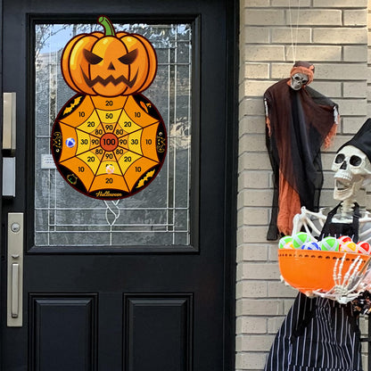 Halloween Party Games, Pumpkin Bat Black Cat Skeleton Witch Hat Dart Board with 12 Sticky Balls, Halloween Activities,Trunk or Treat Games for Party,Halloween Party Supplies Indoor Outdoor Decorations