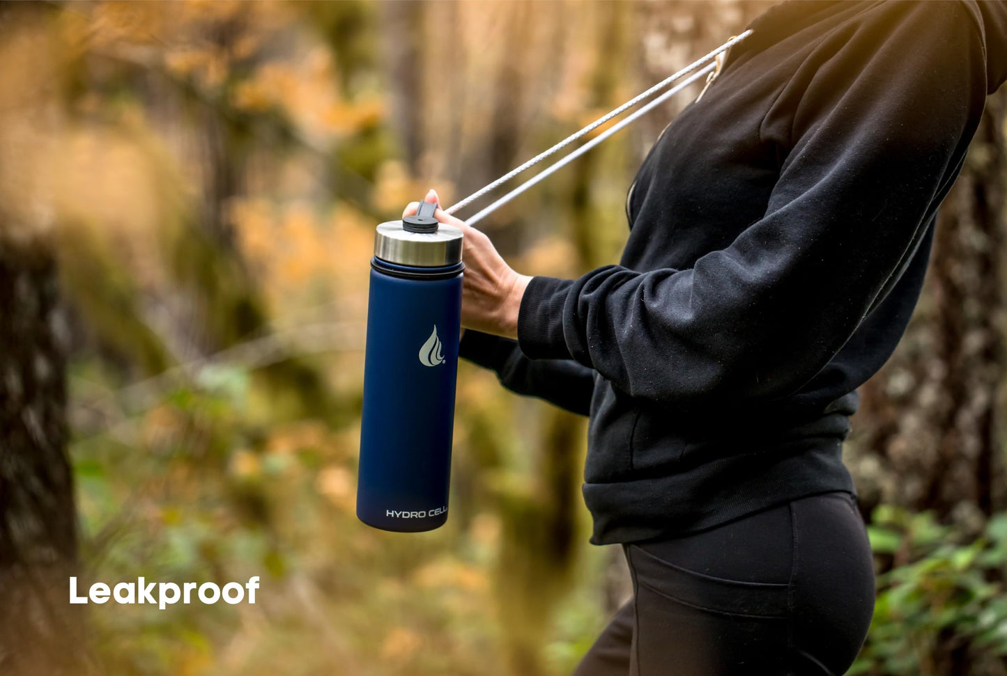 HYDRO CELL Stainless Steel Insulated Water Bottle with Straw - For Cold & Hot Drinks - Metal Vacuum Flask with Screw Cap and Modern Leakproof Sport Thermos for Adults (Navy 24oz)