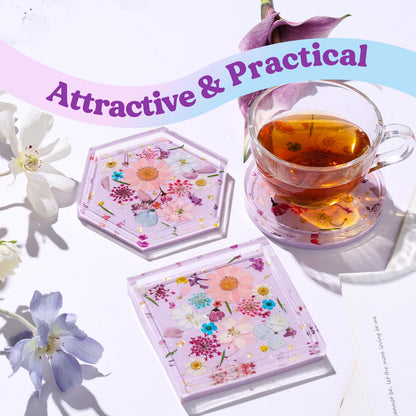 LET'S RESIN Coaster Kit, 16oz DIY Epoxy Resin Kit with Molds and Mica Powder Complete Set, Crafts for Adults, Beginners, Ideal Starter DIY Art Supplies Gift Set for Adults