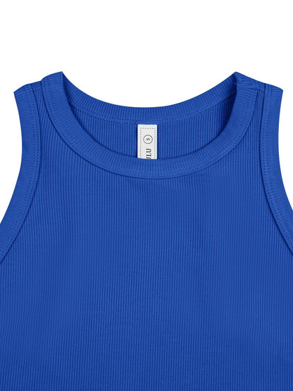 LASLULU Workout Tops for Women Klein Blue Gym Tank Sleeveless Running Yoga Shirts Racerback Casual Tops Summer Outfits 2025(Galactic Cobalt Medium)