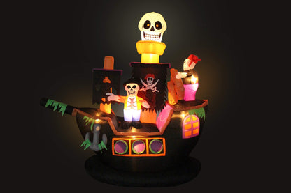 Halloween Inflatable Skeletons & Ghosts on Pirate Ship