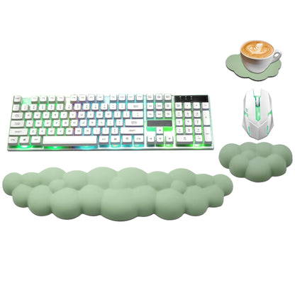 Cloud Wrist Rest Keyboard, PU Leather Memory Foam Wrist Rest for Computer Keyboard, Ergonomic Keyboard Wrist Rest and Cute Mouse Wrist Rest for Gaming,Office,Computer,Typing Pain Relief,Pastel Green