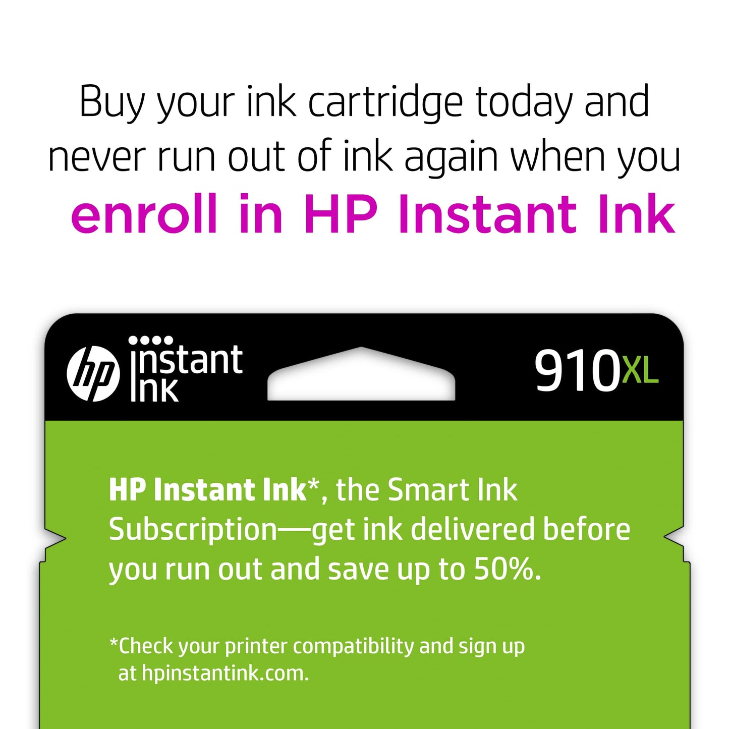 HP 910XL Black High-yield Ink Cartridge for HP Printers | Works with Printer Series: OfficeJet 8010, 8020; OfficeJet Pro 8020, 8030 | Eligible for Instant Ink | 3YL65AN