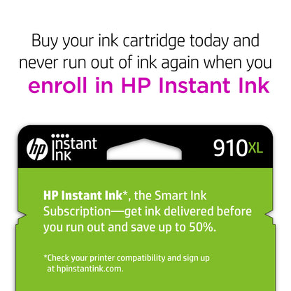 HP 910XL Black High-yield Ink Cartridge for HP Printers | Works with Printer Series: OfficeJet 8010, 8020; OfficeJet Pro 8020, 8030 | Eligible for Instant Ink | 3YL65AN