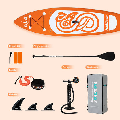 FunWater SUP Inflatable Stand Up Paddle Board 10'x31''x6'' Ultra-Light Inflatable Paddleboard with ISUP Accessories,Fins,Adjustable Paddle, Pump,Backpack, Leash, Waterproof Phone Bag,Kayak Seat