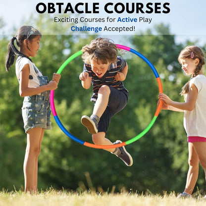 Kids Exercise Hoop, Snap Together Detachable Adjustable Weight Size Plastic Toy Hoops - Spinning Rings for Sports, Exercise, Playing, 32-Inch