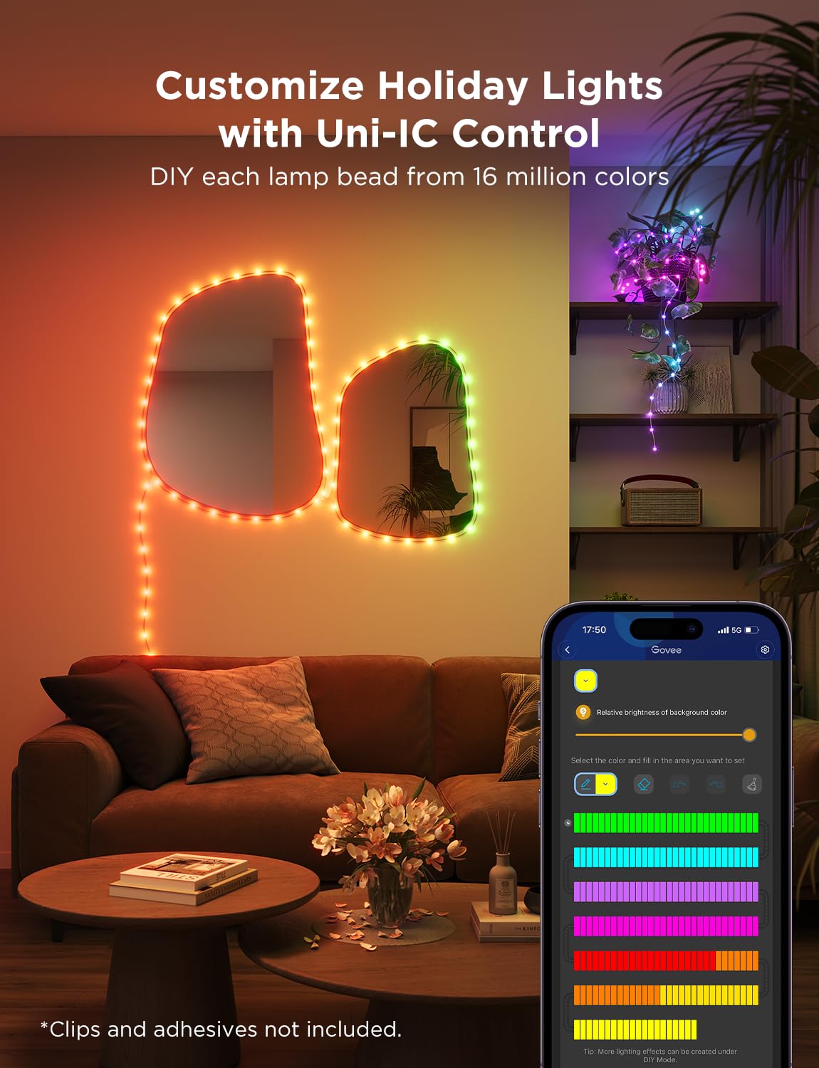 Govee Christmas Lights 66ft, Smart RGBIC String Lights App-Controlled, 125+ Scene Modes, IP65 Waterproof, Sync with Music, Works with Alexa, Holiday Party Decorations Indoor Outdoor
