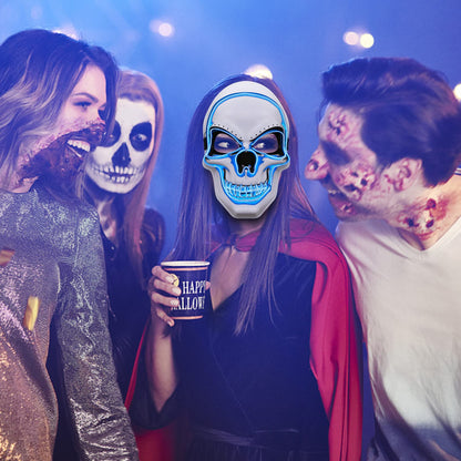 Double Couple Halloween Costumes for Adults with Scary Light up Mask Cosplay Cape Costumes Cloak with Hood for Women Men