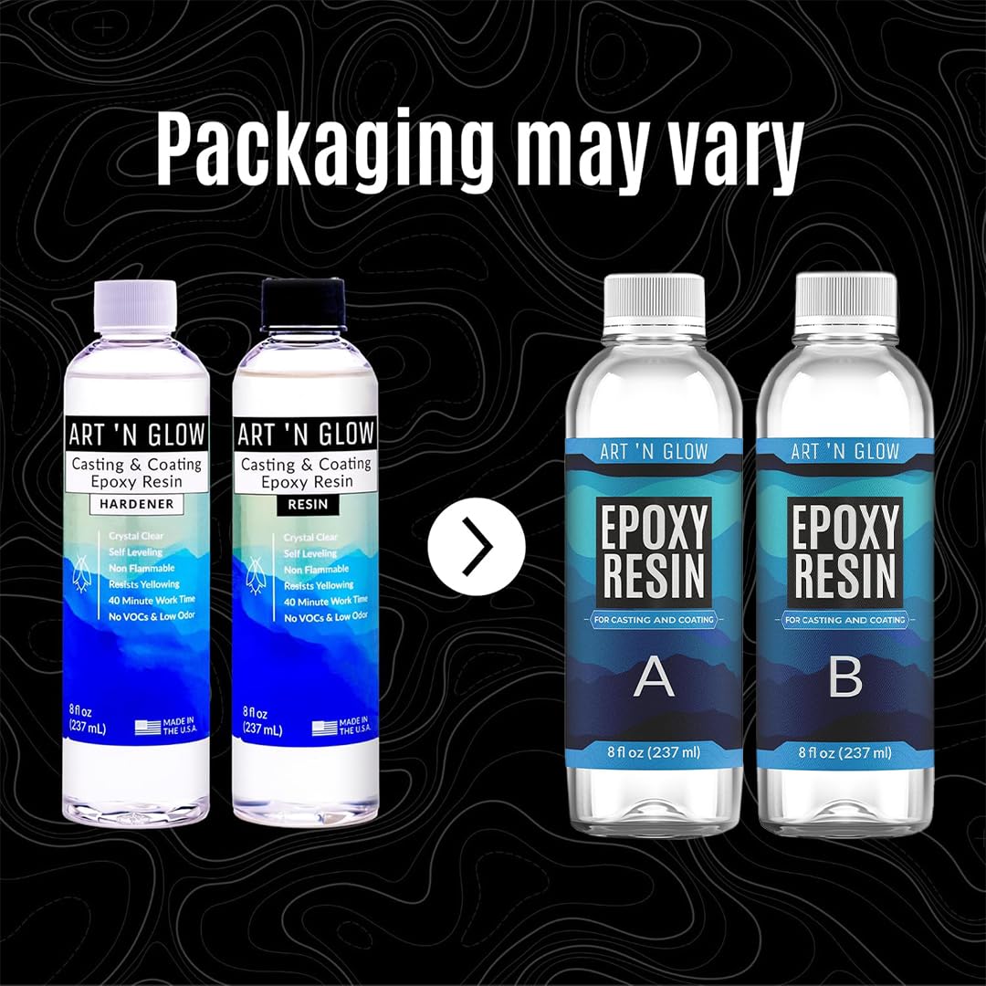 Epoxy Resin for Crystal Clear Casting & Coating – 16 oz Kit – Bubble Free, Non-Yellowing, Two Part, Self-Leveling Art Resin – for Tumblers, Jewelry, Molds, Table Top, & Crafts – USA Small Business