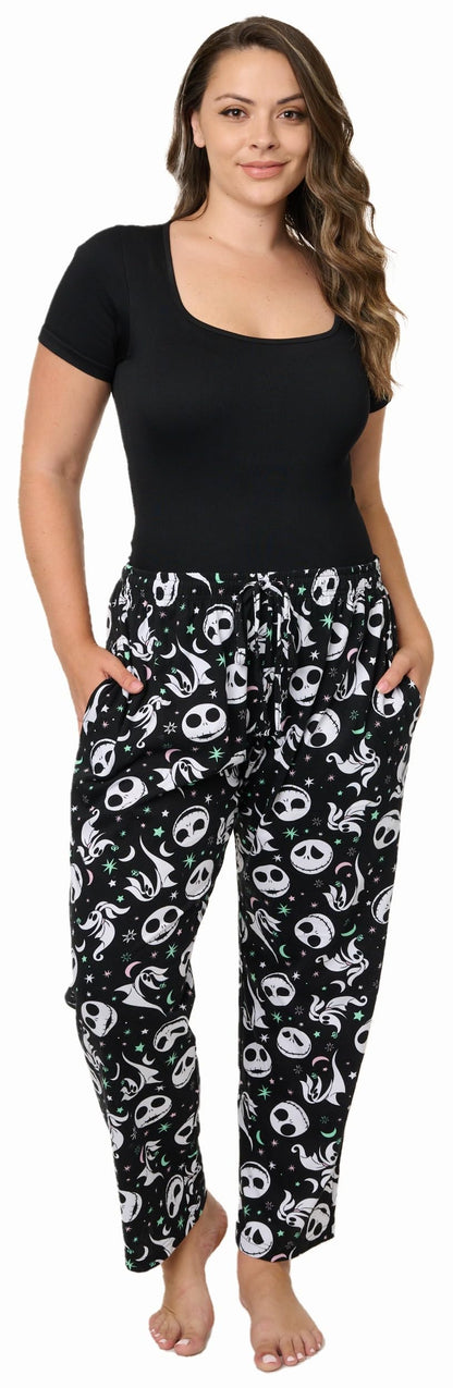 Disney Womens Lounge Pants Pajama Bottoms AOP (Jack Skellington & Zero, 3X)