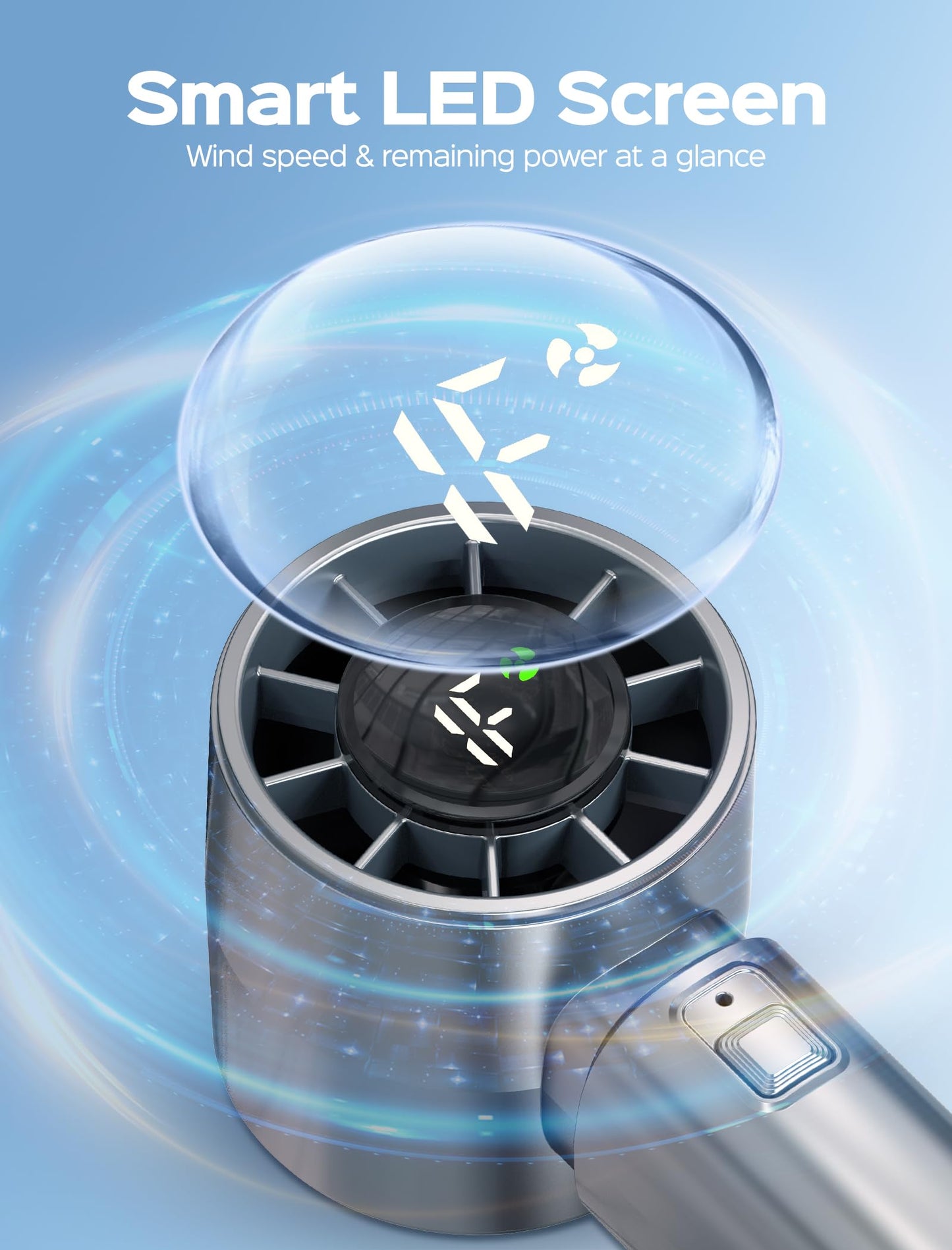 ERABAY Portable Handheld Fan, High Speed Cooling, 5 Speeds Adjustable, 4000mAh USB Rechargeable Mini Personal Hand Fan With Digital Display,Gifts for Women Men Travel/Camping/Outdoor-Dark Blue