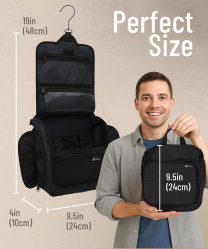D&D Hanging Travel Toiletry Bag for Men and Women – Cosmetics, Makeup and Toiletries Organizer Kit with 10 Compartments, YKK Zippers, XXL Metal Swivel Hook, Water-Resistant Nylon