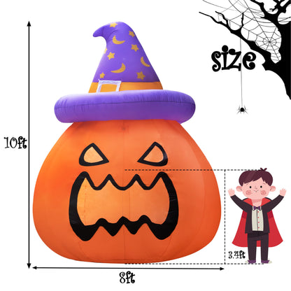 New 10FT Giant Halloween Inflatables Large Pumpkin with Interior Space for Play Blowup Yard Decor with LED Lights Lighted Lawn Outdoor Game Holiday Decorations