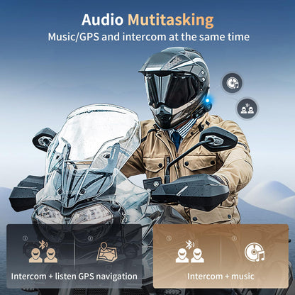 Fodsports Motorcycle Bluetooth Intercom with Music Sharing, M1S Pro 2000m 8 Riders Group Helmet Communication System Headset Universal Interphone (Waterproof/Handsfree/Stereo Music/GPS/2 Pack)