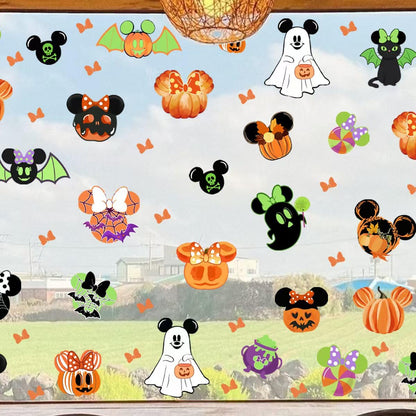 Halloween Window Clings Fall Stickers Decorations 9 Sheets for Glass Windows Decorations Fridge Mirror Decal Pumpkin Ghost Bat Mouse