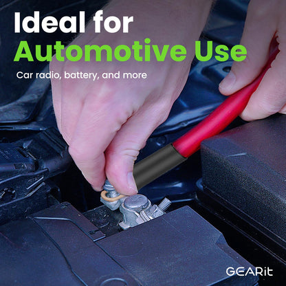 GearIT 4 Gauge Battery Cable - 15 Lugs, 20 Heat Shrink Wrap, CCA Wire, Amp Kit, 25 Feet Each (Black/Red)