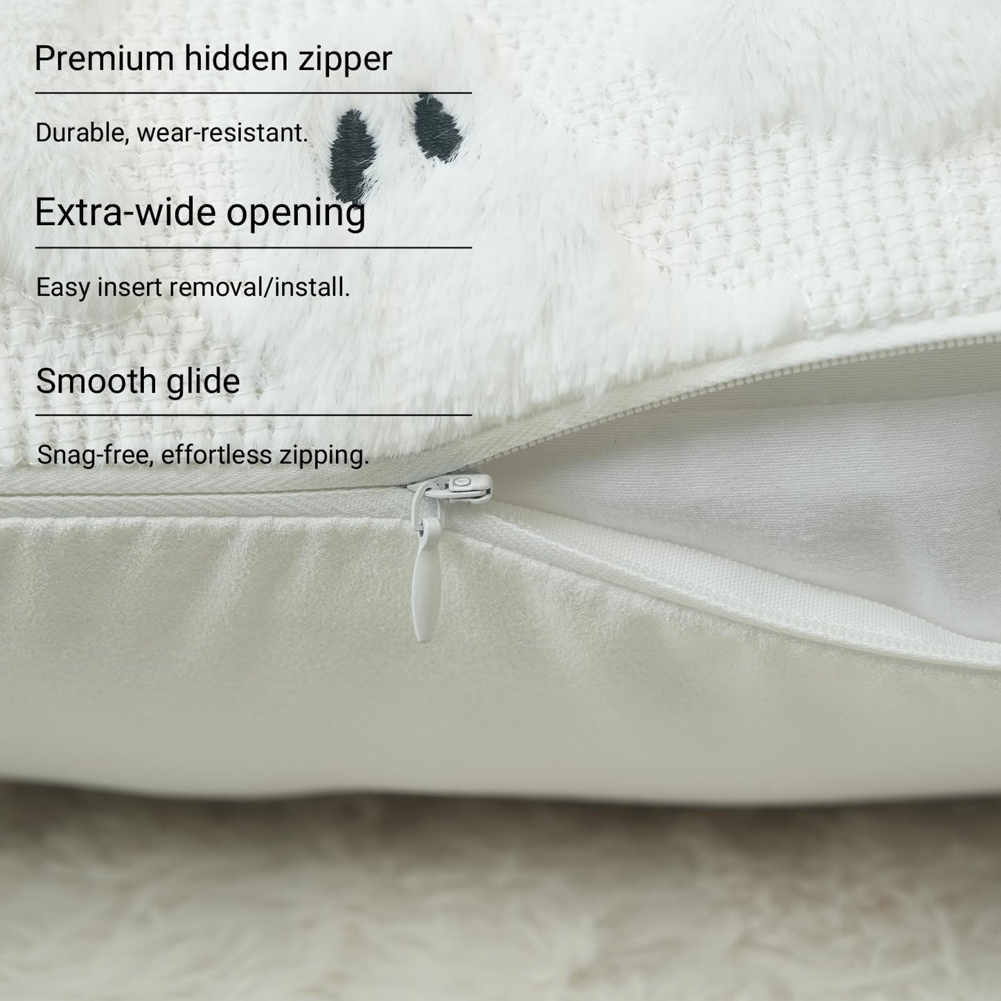 GEEORY Halloween Ghost Soft Plush Pillow Covers, 18 x 18 Inch Set of 2, Fluffy Faux Fur Wool Decorative Farmhouse Cushion Case for Sofa Home Decoration White GC026-18