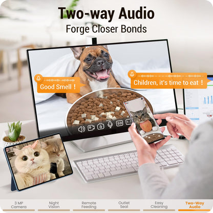 Frienhund Automatic Cat Feeder with 2K HD Camera: 5G WiFi Automatic Dog Feeder with Sealed Outlet,Cat Food Dispenser with Freshness for Multiple Pets,Detachable for Easy Clean-21 Cup (5L Food Storage)