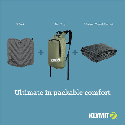 Klymit V Seat, Lightweight Inflatable Travel Cushion, Best for Camping, Bleachers, or Glassing Pad , Gray