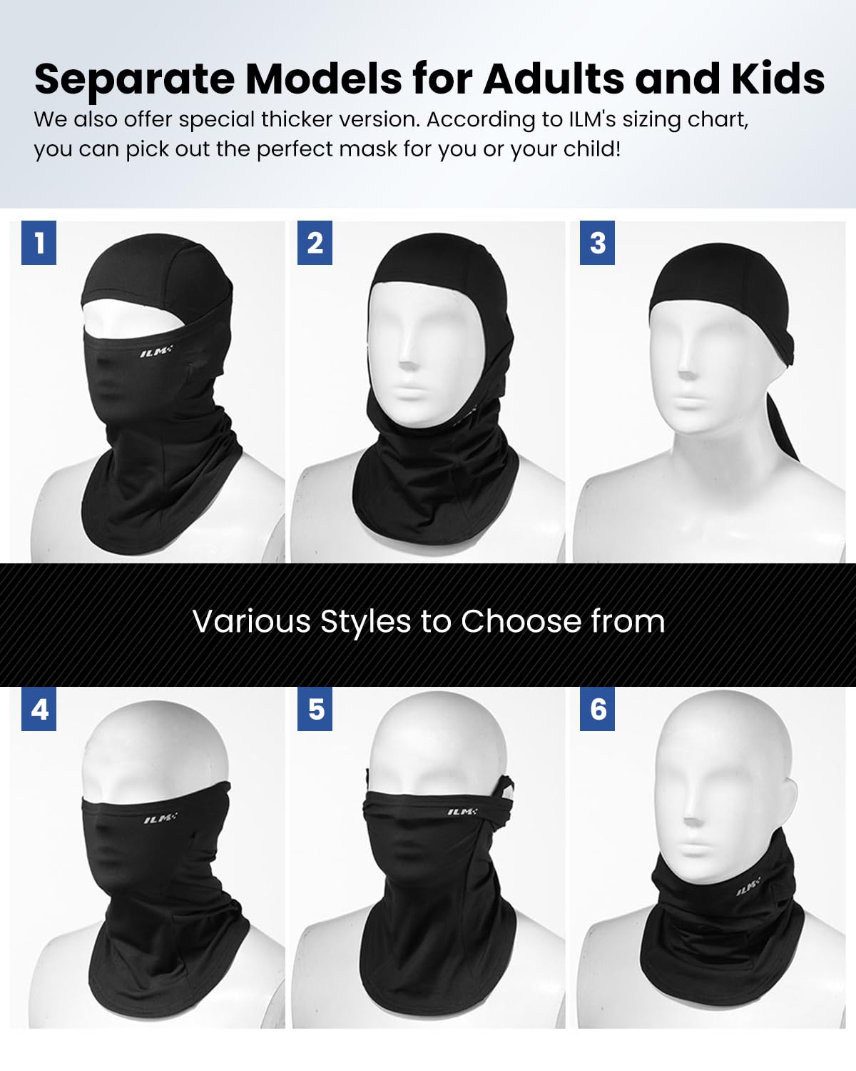 ILM Motorcycle Balaclava Face Mask for Ski Snowboard Cycling Working Hunting