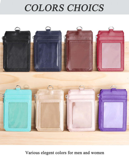 Teskyer ID Badge Holder with Lanyard, 1 Zip Pocket and 4 Card Slots, Lanyard ID Card Holder Wallet for Office School Work Badges, Cruise Ship Cards, Hotel Key Cards, Pass Cards - Black